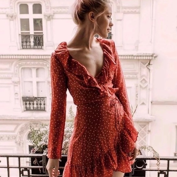 red and white ruffle dress